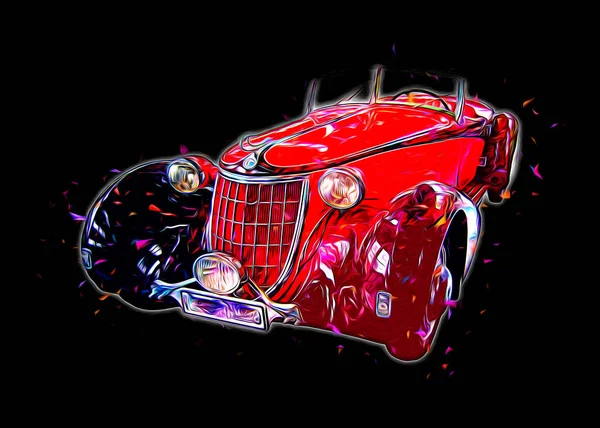 Vintage Retro Classic Old Car Illustration — Stock Photo, Image