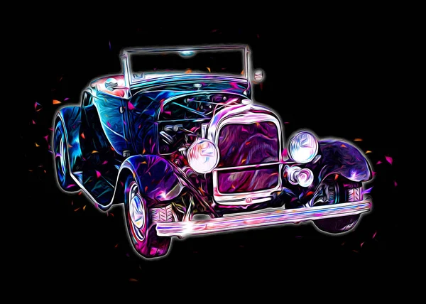 Vintage Retro Classic Old Car Illustrazione — Foto Stock