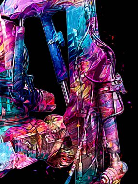 Ekskavatör illüstrasyon izole renk sanat eseri