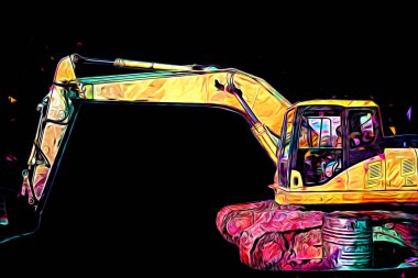 Ekskavatör illüstrasyon izole renk sanat eseri