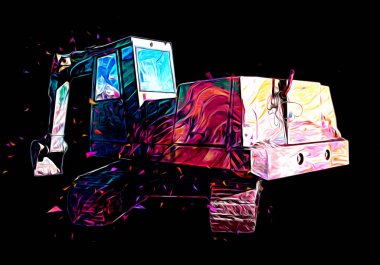 Ekskavatör illüstrasyon izole renk sanat eseri