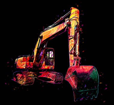 Ekskavatör illüstrasyon izole renk sanat eseri