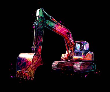 Ekskavatör illüstrasyon izole renk sanat eseri