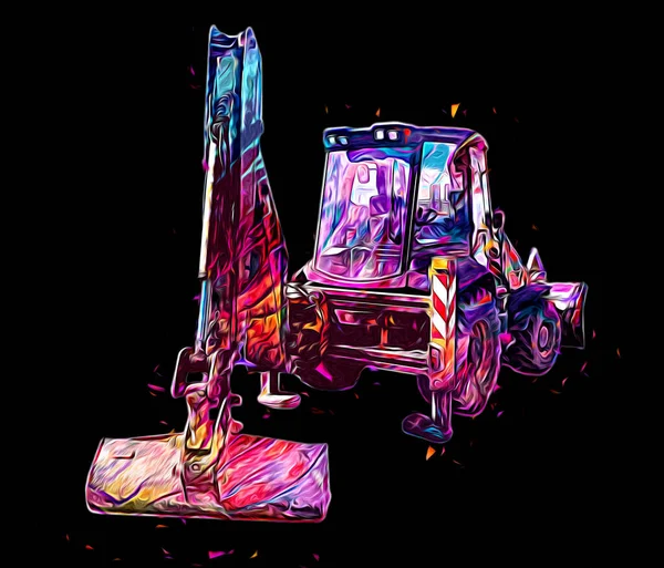 Bagger Traktor Illustration Farbe Isoliert Kunstwerk Antik Alt — Stockfoto