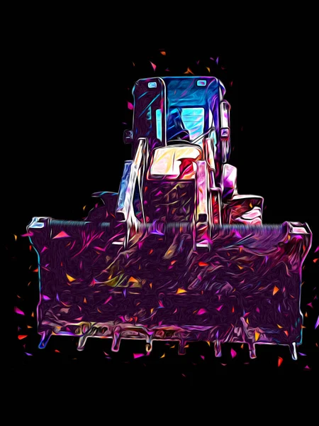 Экскаватор Трактор Иллюстрации Цвета Изолированные Произведения Искусства Антикварной Старой — стоковое фото