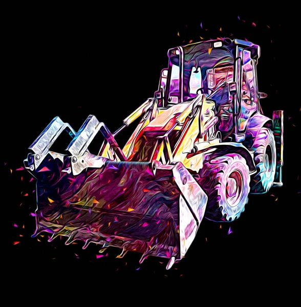 Bagger Traktor Illustration Farbe Isoliert Kunstwerk Antik Alt — Stockfoto