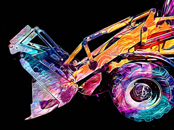 Bagr Traktor Ilustrace Barva Izolované Umění Práce Starožitné — Stock fotografie