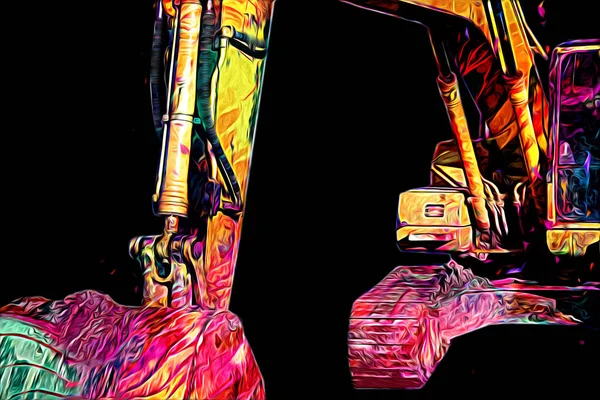 Ekskavatör illüstrasyon izole renk sanat eseri