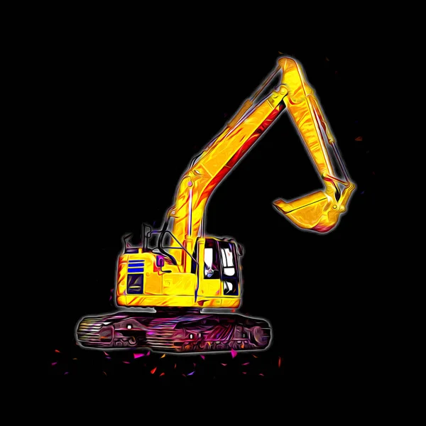 Excavator Illustration Color Isolated Art Work — Stock Photo, Image