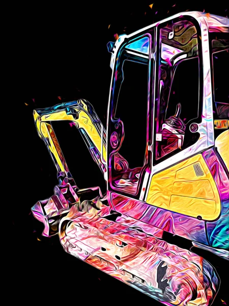 Excavator Illustration Color Isolated Art Work — Stock Photo, Image