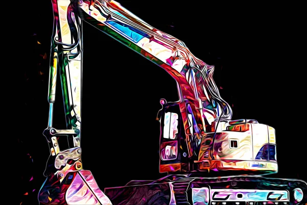 Excavator Illustration Color Isolated Art Work — Stock Photo, Image