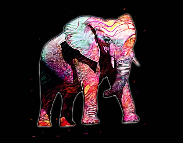 Elefánt Művészet Illusztráció Retro Szüret Régi — Stock Fotó