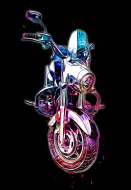 Motosiklet görüntüleme rengi izole edilmiş sanat antika retro