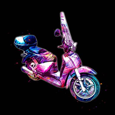 Motosiklet görüntüleme rengi izole edilmiş sanat antika retro