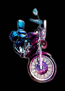 Motosiklet görüntüleme rengi izole edilmiş sanat antika retro
