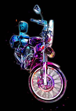 Motosiklet görüntüleme rengi izole edilmiş sanat antika retro