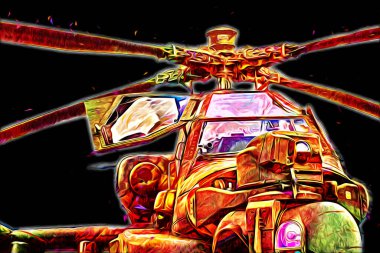 askeri helikopter resim sanatı klasiği çiziyor