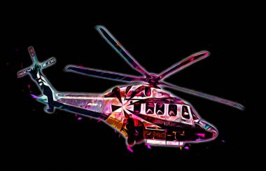 askeri helikopter resim sanatı klasiği çiziyor
