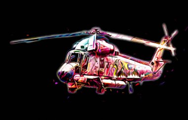 askeri helikopter resim sanatı klasiği çiziyor