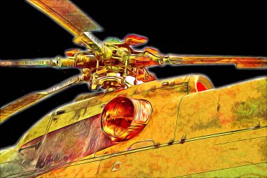askeri helikopter resim sanatı klasiği çiziyor