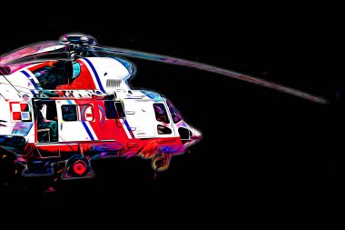 askeri helikopter resim sanatı klasiği çiziyor