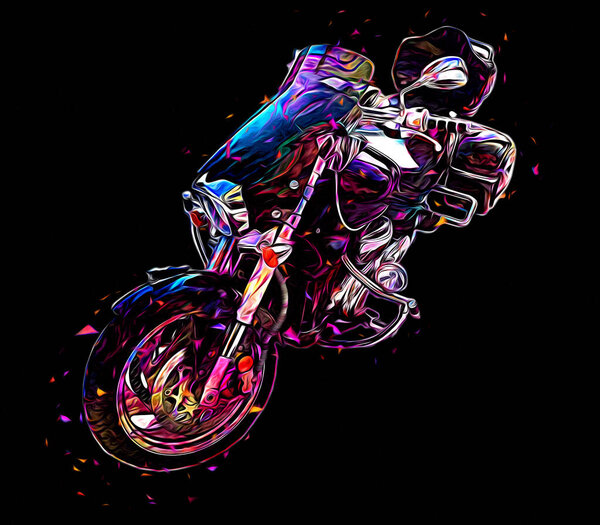 Motor cycle llustration color isolated art vintage retro