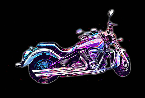 Motor cycle llustration color isolated art vintage retro