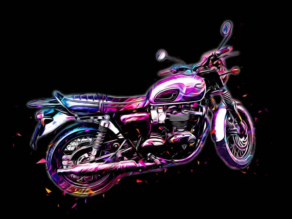 Motor Cycle Llustration Color Isolated Art Vintage Retro — Stock Photo, Image