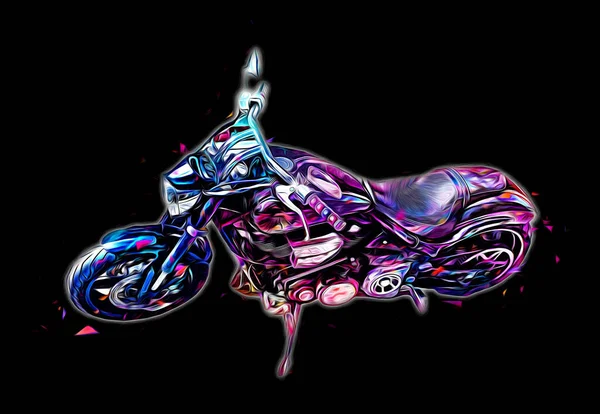 モーターサイクルのイラストカラー絶縁型アートヴィンテージレトロ — ストック写真