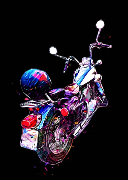 Motor Cycle Llustration Color Isolated Art Vintage Retro — Stock Photo, Image