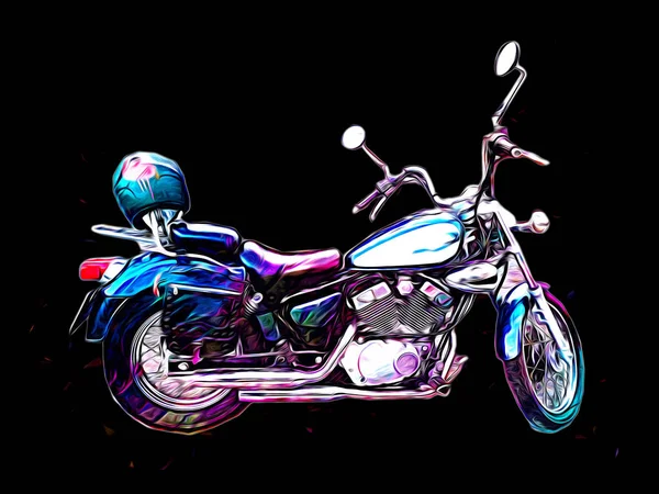 Μοτοσικλέτα Lllustration Χρώμα Απομονωμένη Τέχνη Ρετρό — Φωτογραφία Αρχείου