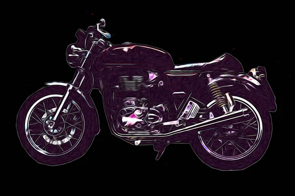 Motocykl Ilustracja Kolor Izolowane Sztuki Vintage Retro — Zdjęcie stockowe