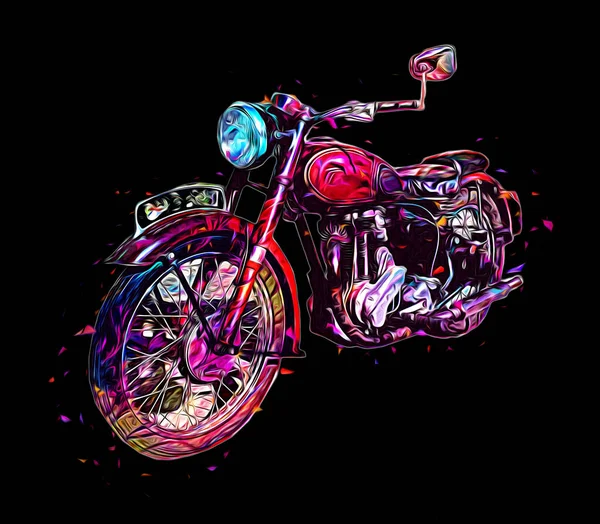 Motocykl Ilustracja Kolor Izolowane Sztuki Vintage Retro — Zdjęcie stockowe