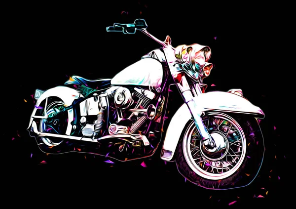 Ilustración Motocicleta Color Arte Aislado Vintage Retro —  Fotos de Stock