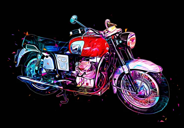 Motorrad Llustration Farbe Isoliert Kunst Vintage Retro — Stockfoto