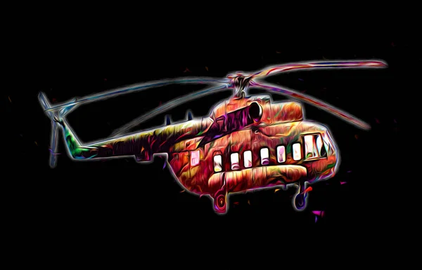 Military Helicopter Drawing Illustration Art Vintage — Stock Photo, Image