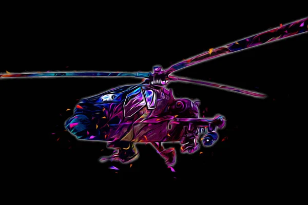 Sotilaallinen Helikopteri Piirustus Kuvitus Art Vintage — kuvapankkivalokuva