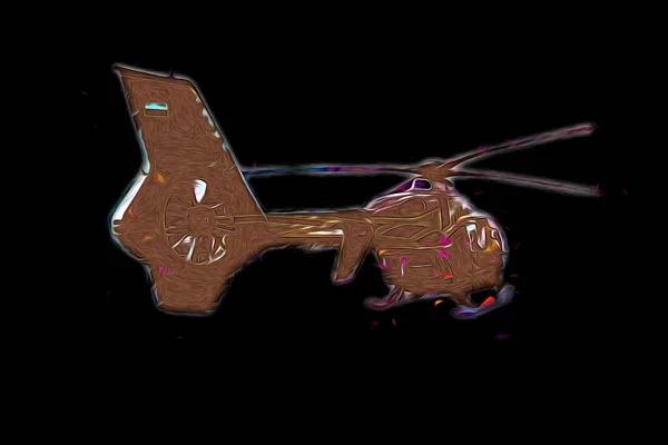 Helicóptero Militar Desenho Ilustração Arte Vintage — Fotografia de Stock