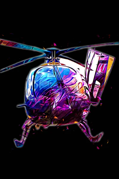 Military Helicopter Drawing Illustration Art Vintage — Stock Photo, Image