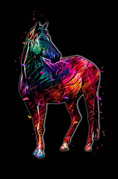 Pittura Grunge Colorata Illustrazione Arte Cavallo — Foto Stock