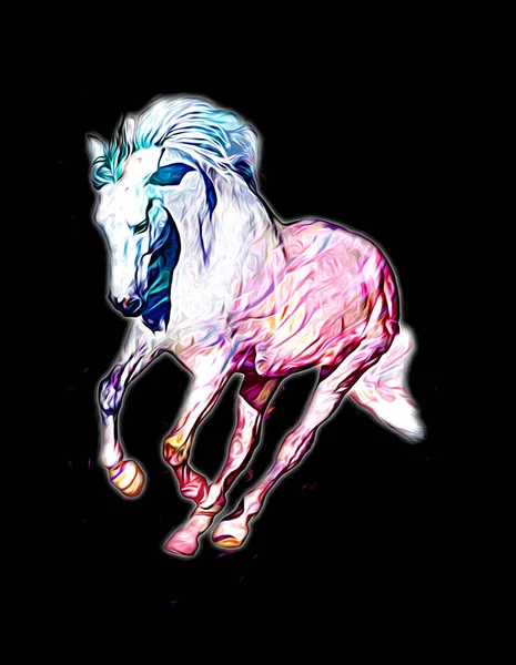 Πολύχρωμο Άλογο Τέχνης Απεικόνιση Grunge Ζωγραφική — Φωτογραφία Αρχείου