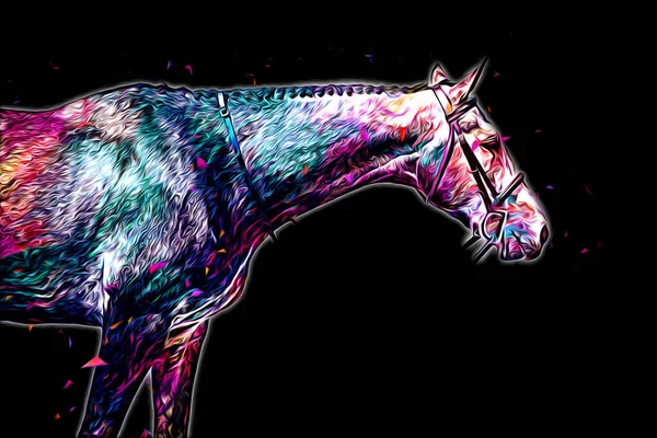 Colorido Caballo Arte Ilustración Grunge Pintura — Foto de Stock