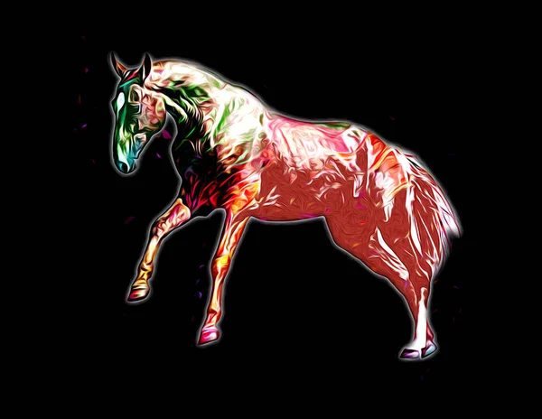 Colorful horse art illustration grunge painting