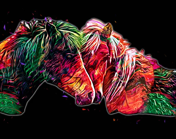 Colorido Caballo Arte Ilustración Grunge Pintura —  Fotos de Stock