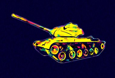 Vintage tank izole çizim sanat illüstrasyonu