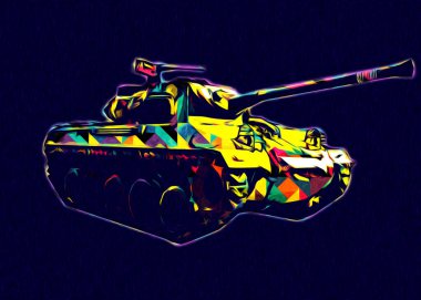 Vintage tank izole çizim sanat illüstrasyonu