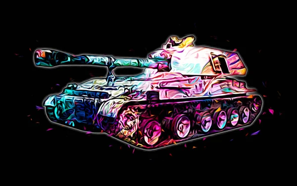 Jahrgang Der Panzer Isoliert Zeichnung Skizze Kunst Illustration — Stockfoto