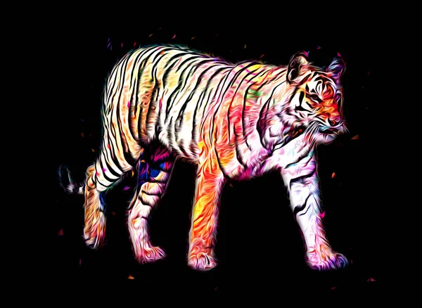 Tiger Konst Illustration Färg Vintage Grunge Retro — Stockfoto