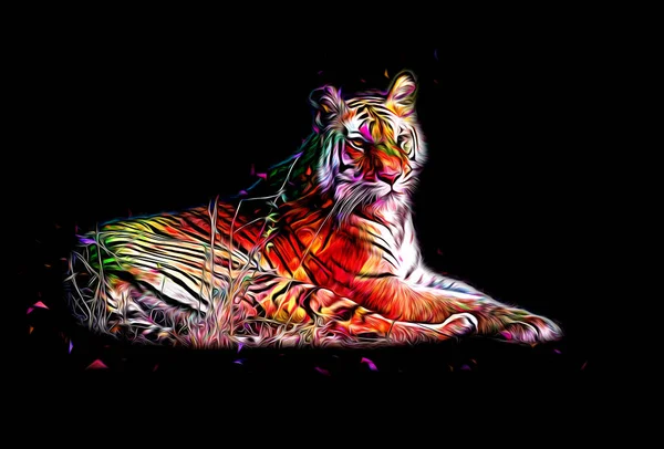 Tiger Art Illustration Color Vintage Grunge Retro — Stock Photo, Image