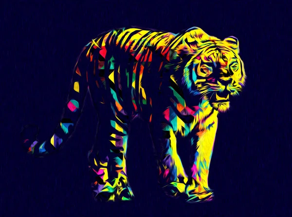 Tiger Arte Ilustración Color Vintage Grunge Retro — Foto de Stock